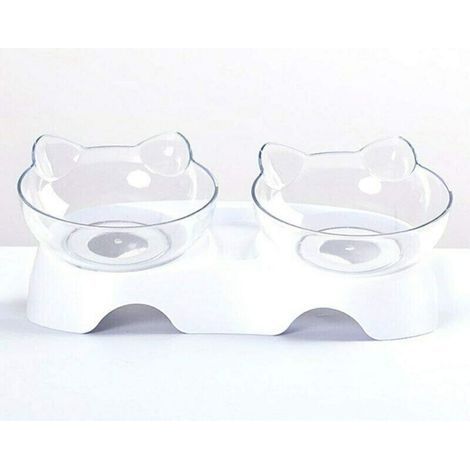 Double Bols pour Chat, Bol orthopédique pour Animaux Anti-vomissements, Bol pour Chien Kitty’s Food Water Bowl, Plat incliné pour Chat protège la Colonne vertébrale, Bol incliné à 15 ° (1/5)