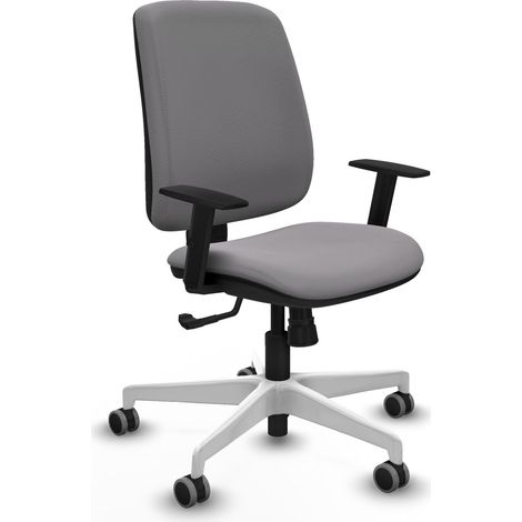 Chaise piqueras y crespo Alares cuir synthétique gris base blanche (1/2)