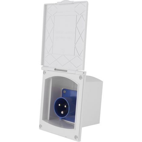 Prise de courant étanche 16A 220V-240V, prise femelle encastrée externe à trois broches, adaptée aux camping-cars, fourgons aménagés, remorques et caravanes. (1/5)