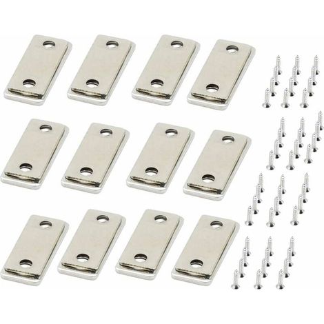 Aimant Porte Placard 12 Pièces Très Mince Set Avec Vis Fermeture Meuble Aimant Puissant pour Fermeture de Porte Coulissante Meuble Placard Tiroirs Fenetre Aimanté Douche Armoire (1/5)