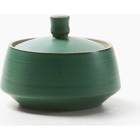 royaluxe - Boîte en céramique de cuisine rétro, 10,15 FL OZ (300 ML) Pot de conservation des aliments vintage pour thé, grains de café, herbes, bonbons, épices, noix (vert antique) (1/5)