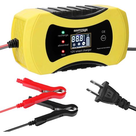 Intelligentes 12V 8A Batterieladegerät, 3-stufige automatische Ladung mit LCD-Bildschirm für AGM-, GEL-, SLA- und Nassbatterien (1/4)