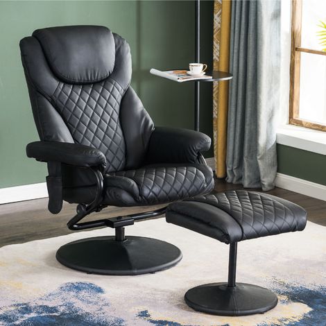 M MCombo Relaxsessel Fernsehsessel Drehsessel mit Fußhocker 360° drehbar 9022BK (1/4)