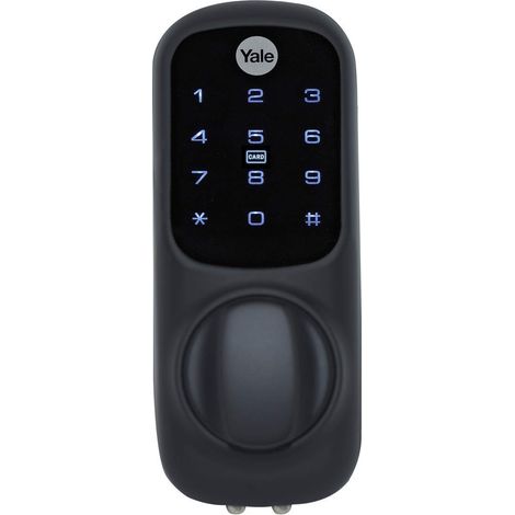 Verrou de Porte connecté sans clé – Noir – Aucune clé nécessaire, Verrouillage/déverrouillage avec Code PIN, Porte-clés, Carte, étiquette de téléphone, Compatible avec loquet de Nuit de 60 mm (1/5)