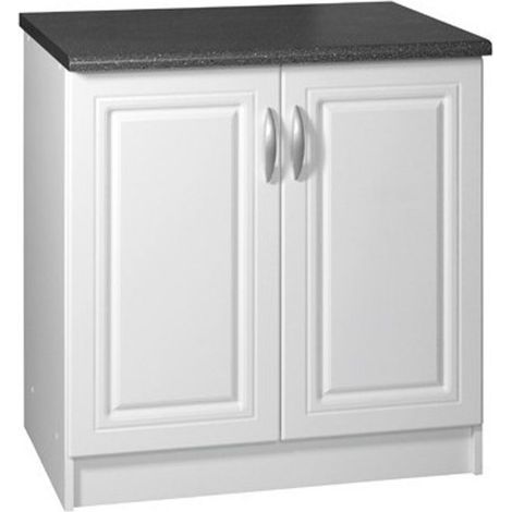 Tendencio – Meuble de cuisine bas 80 cm – 2 portes – Étagère intégrée – Mélaminé blanc – Pour espaces optimisés