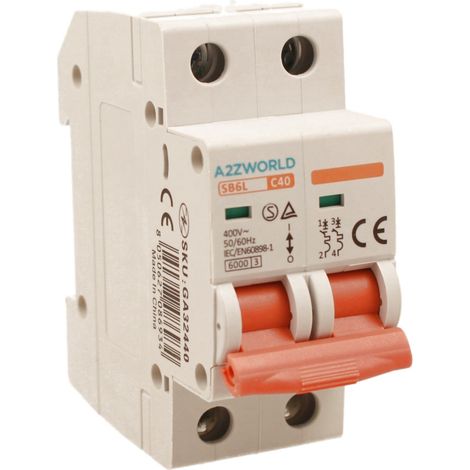 MCB Interruttore Magnetotermico Automatico Curva C 2P 2M 6000A AC 400V IP20 SB6L, Corrente Disponibili 6A 10A 16A 20A 25A 32A 40A 50A 63A  (C40A)