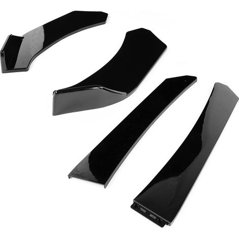 Lèvre Avant pour Pare-Chocs Diffuseur de Lèvre Inférieur ABS Anti-Rayures pour Voiture Pack de 4 Pièces Universel Brillant Noir (1/5)