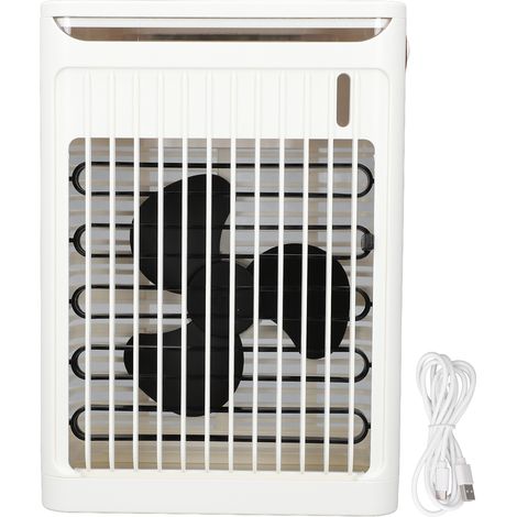Ortviai Climatiseur Portable avec Humidificateur à 2 Brumes Froides, 5 Vitesses, 7 LED, Réservoir 680 ml, Alimentation USB