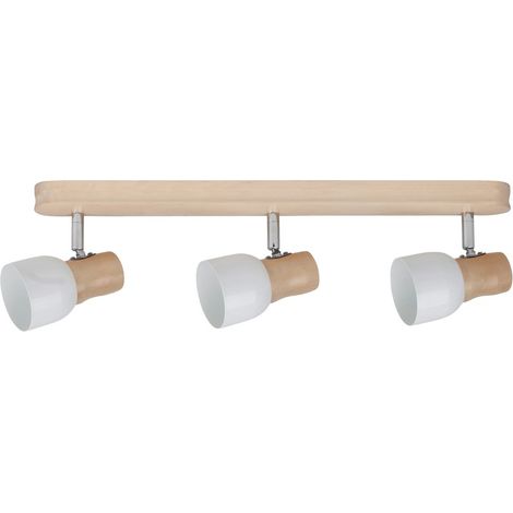 Plafonnier en Bouleau Naturel Design Scandinave 3 Douilles SVANTJE (1/3)