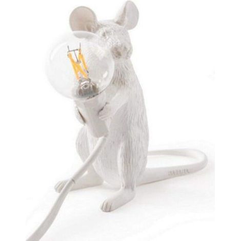 Lampe de bureau souris en résine, style industriel, lampe de table pour chambre ou café, socle (assis) (1/4)