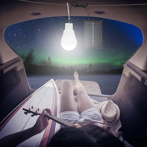 Lampe solaire portable LED rechargeable USB 5V 15W 300lm pour voyages et camping en extérieur (1/5)