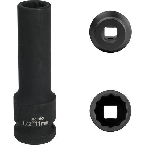 x 11mm 12-Point Impact Socket, 1/2" Drive, Cr-Mo Steel, for Automotive Mechanics (1/5)