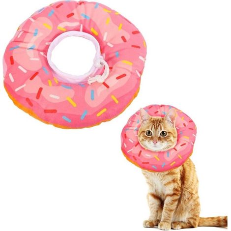 Collier conique pour chat (S, Pink Donut)-
