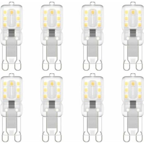 Ampoule LED G9 220 V 3 W Blanc Naturel 3000 K Équivalent Halogène 30 W Lot de 8 Pour Lustres et Appliques (1/4)