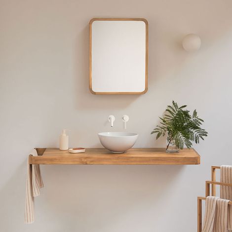 Ensemble meuble de salle de bain suspendu 130x45 cm en bois de teck Neill SKLUM