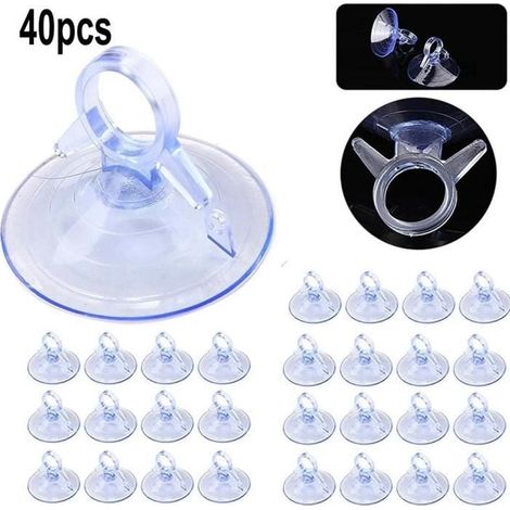 Patère,Lot de 40 ventouses en PVC transparent sans crochets,Ventouses rondes en plastique adhésif puissant pour voiture,pare-soleil (1/4)