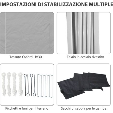 Pergola rétractable 3x3 m acier et toile Oxford gris clair, hauteur ajustable avec fenêtres incluses