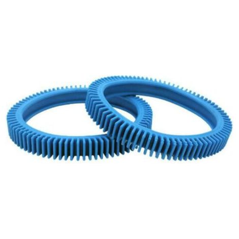 royaluxe-Lot de 2 Pneus cranté avec ergot pour robot piscine – Traction améliorée – Compatible modèles Victor – Roue arrière bleue (1/4)
