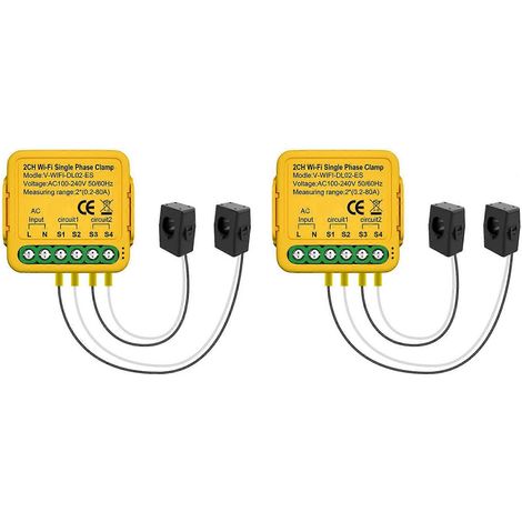 2 compteurs d'énergie WiFi bilatéraux Tuya 80A avec pince CT, moniteur de consommation électrique kWh pour Alexa et Google Home (B) (1/4)