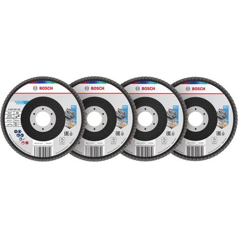 Bosch Set de disques abrasifs à lamelles X451, 125 × 22,23 mm, K40/K60/K80/K120, Z27, 60 pcs
