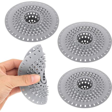 3 Filtre à cheveux, Silicone, Antidérapant, Ventouse, Douche, Cuisine, Lavabo (1/5)