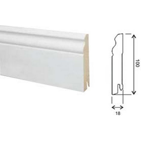 6PZ BATTISCOPA BAROCCO IN MDF BIANCO - mm.18x100x2400