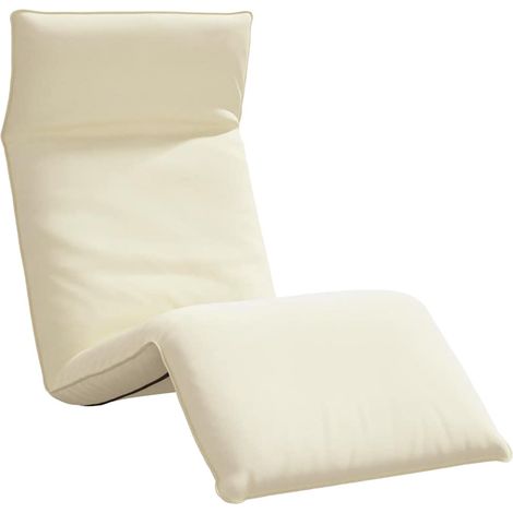 Chaise longue Transat Bain de soleil pliante crème 175x54x8,5 cm tissu oxford (1/5)