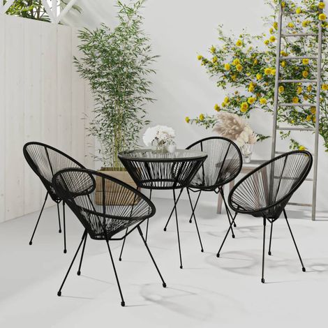 Ensemble Table et Chaise de Jardin Salon de jardin 5 pcs Noir 34372 (1/5)