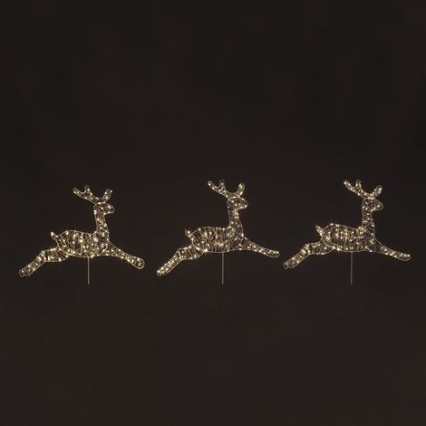 Snowtime Set of 3 Christmas Reindeer Stake Lights With 300 Warm White Led's