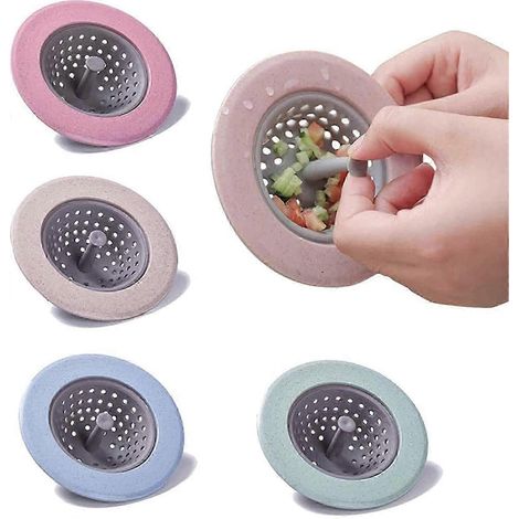 Lot de 4 crépines d'évier, crépine d'évier de cuisine, bouchon d'évier en silicone anti-obstruction. (1/5)