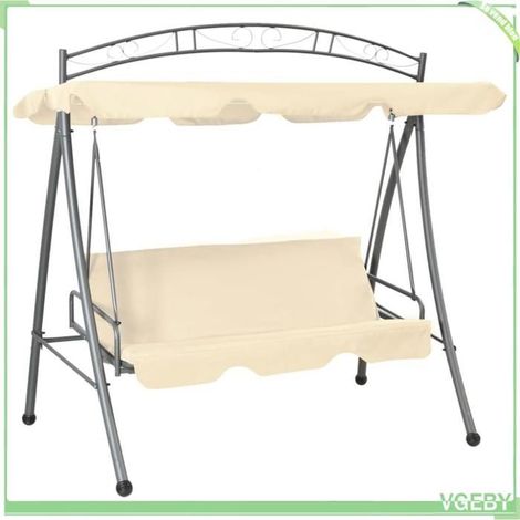 Balancelle convertible d'extérieur - FAF EICY - 43241 - Blanc sable - 2 places - Cadre acier laqué (1/5)