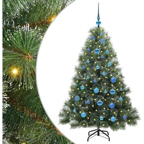 Sapin de Noël artificiel avec 150 lumières LED, vert, 150 cm, en PE et PVC. (1/5)