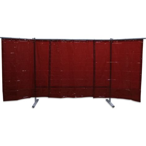 Biombo de 3 piezas con cortina para protección contra radiciones, proyecciones de soldadura y salpicaduras KEMPER                 Rojo