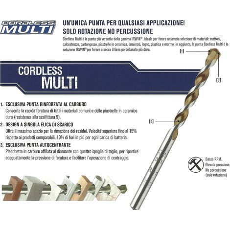 Punta trapano Irwin cordless multi multi materiali 110 mm (1/5)