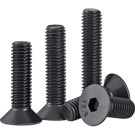 20 pièces Vis à Tête Fraisée M5x25mm Vis à Tête Plate à Six Pans Creux, Vis Hexagonales en Acier au Carbone, Filetage Complet