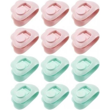 Lot de 12 clips de fixation pour housse de couette en plastique sans épingles pour maintenir les coins en place, fixation pour coussins, rideaux, décoration, rose et bleu (1/5)