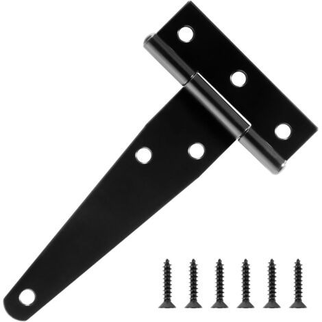 Ensemble de 8 charnières en T pour porte de jardin, charnières pliantes en acier inoxydable de 10 cm (4 pouces) avec vis. (1/5)