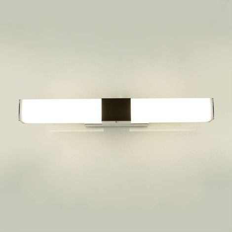 LED Spiegelleuchte Edelstahl 40 cm breit IP44 Chrom Weiß länglich 4100 K neutralweißes Licht 630 lm