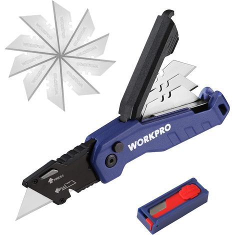 Teppichmesser Aluminium Wechselklinge Gürtelclip 13 Klingen Blau (1/5)