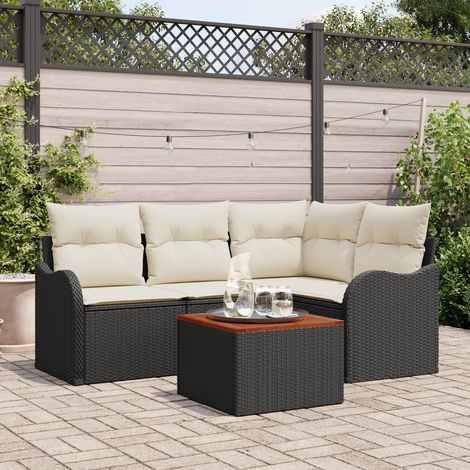 vidaXL Garden Sofa Set 5 pcs Black Poly Rattan (1/5)