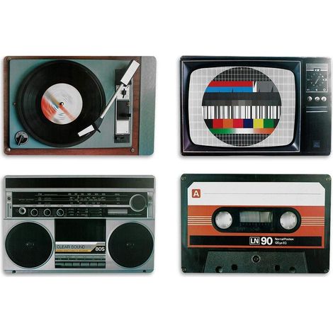 Eléments de table rétro HIFI nostalgiques, polypropylène, 29 x 0,9 x 40 cm (Couleurs aléatoires) (1/5)