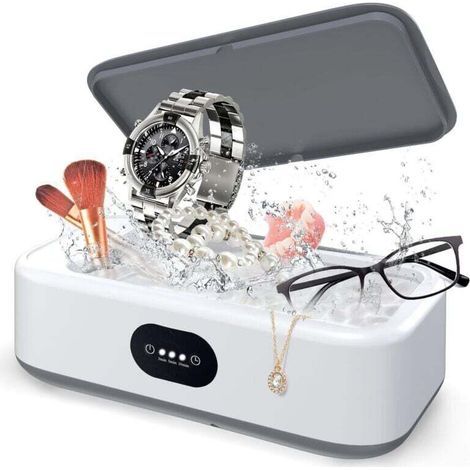 Nettoyeur Ultrasons, 640ml 49000HZ Bac Ultrasons, 40W Nettoyeur Ultrason Bijoux, Nettoyeur à Ultrasons avec 3 Réglages de Temps pour Nettoyage des Bijoux Lunettes Montres Prothèses Dentaires (1/4)