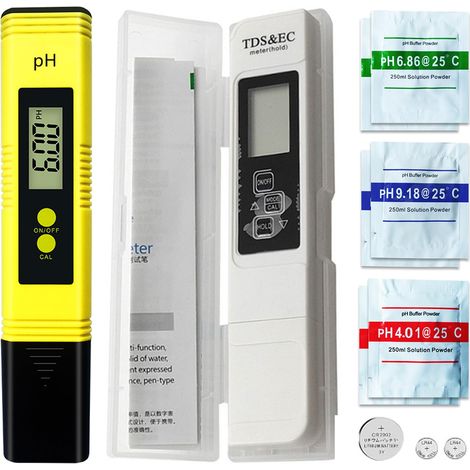 Tester professionale di pH TDS PH EC Tester di qualità dell'acqua per acqua potabile domestica, acquario, piscina, terreni agricoli (con polvere di calibrazione) (1/4)