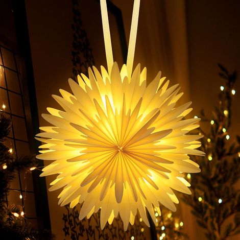 Étoile de Noël lumineuse en papier 3D de 45 cm, à suspendre, avec éclairage, décoration de Noël pour fenêtre intérieure (1/5)