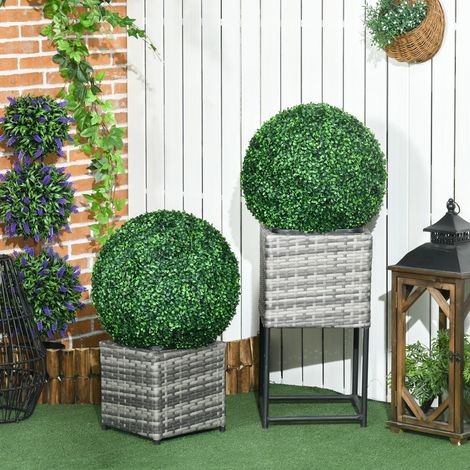 Bola de boj artificial 50 cm, lote de 2, de plástico, verde OKMYHOME (1/5)