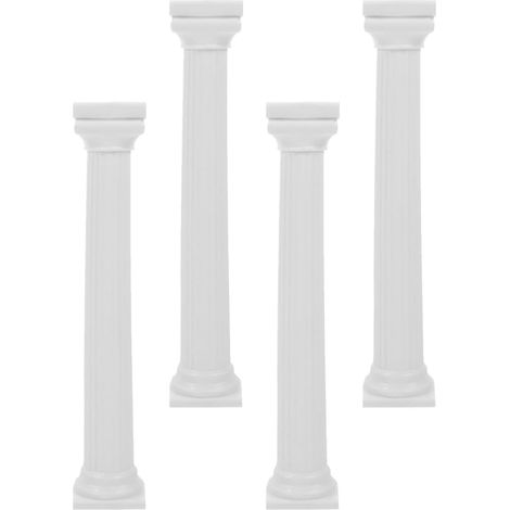 Ensemble de 4 Piliers en Plastique Blanc pour Support à Gâteau de Colonne Romaine, pour Table à Dessert Lors de Fêtes, Stable et Décoratif (1/5)