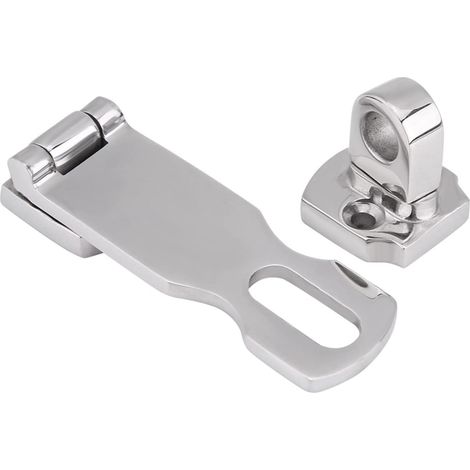 Moraillon de Verrouillage en Acier Inoxydable, Loquet de Sûreté pour Porte de Bateau et Trappe, Attache Renforcée avec Support pour Cadenas, Serrure de Sécurité Tournante 3 x 1 Pouce (1/5)