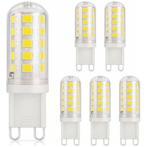 Pack of 6 G9 LED Bulb 3W, 350LM, Equivalent to 40W Halogen, Cool White 6000K, 220-240V, CRI 82, NON-Dimmable, Energy Saving, Ceramic Base, Standard G9 Socket