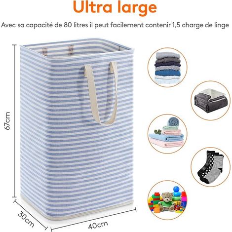 Laundry Basket, Large Foldable and Waterproof Laundry Basket with Handles, Laundry Basket, Dirty Laundry Bin for Clothes, Bedroom, Blue (1/4)