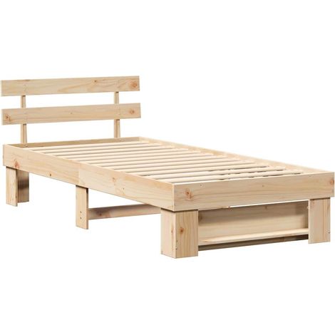 Lit simple,Lit adulte,Cadre de lit Marron 90 x 200 cm Bois massif en pin CFW4869099 (1/5)